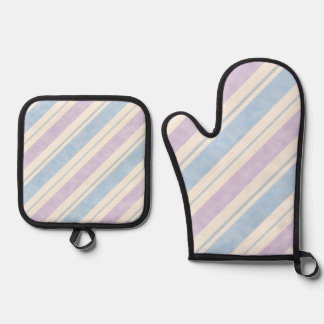 Pastel Waterverf Diagonale Strepen Ovenwant & Pannenlap Set