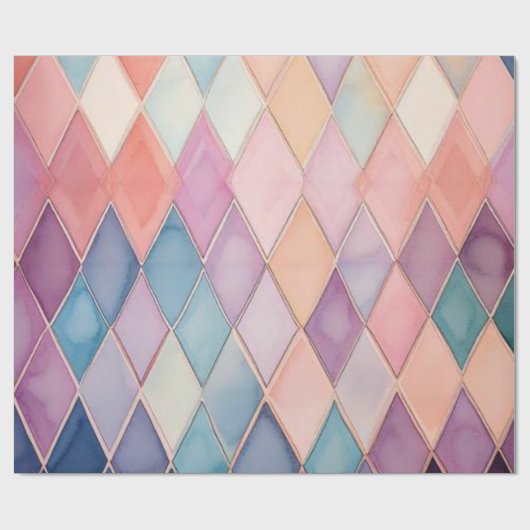Pastel Waterverf Diamant Harlekijn Inpakpapier (Vlak)