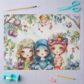 Pastel Waterverf Doll-achtige Meisjes Decoupage Tissuepapier (Craft)