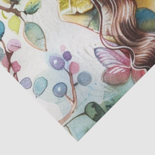 Pastel Waterverf Doll-achtige Meisjes Decoupage Tissuepapier (Detail)