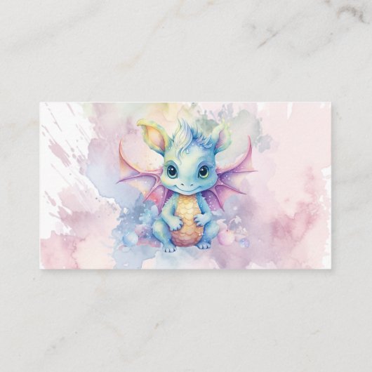 Pastel Waterverf Dragon Meisje Boeken voor Baby Informatiekaartje (Achterkant)