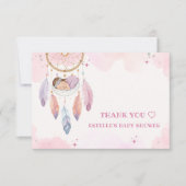 Pastel Waterverf Dreamcatcher Baby shower Bedankkaart (Voorkant)