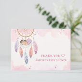 Pastel Waterverf Dreamcatcher Baby shower Bedankkaart (Staand voorkant)