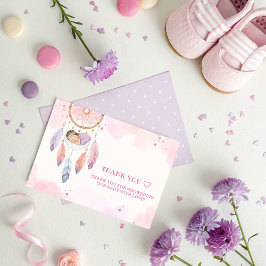 Pastel Waterverf Dreamcatcher Baby shower Bedankkaart