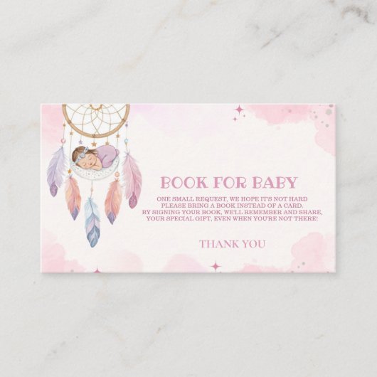 Pastel Waterverf Dreamcatcher Baby shower Informatiekaartje (Voorkant)