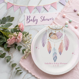 Pastel Waterverf Dreamcatcher Baby shower Papieren Bordje