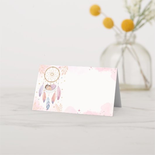 Pastel Waterverf Dreamcatcher Baby shower Plaatskaartje (Voorkant)