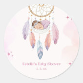 Pastel waterverf Dreamcatcher baby shower Ronde Sticker (Voorkant)