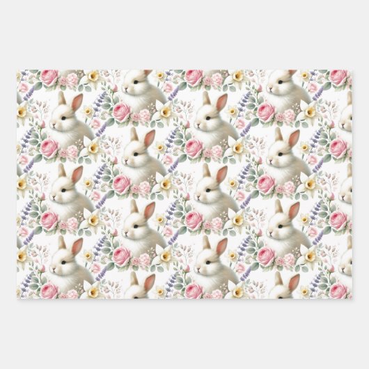 Pastel Waterverf Easter Bunny Wrapping Paper (Voorkant)