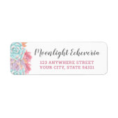 Pastel Waterverf Echeveria Cactus Return Address Etiket (Voorkant)