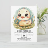 Pastel Waterverf eend Verjaardag Kaart (Staand voorkant)