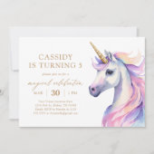 Pastel Waterverf Eenhoorn Verjaardag Kaart (Voorkant)