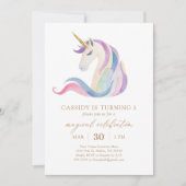 Pastel Waterverf Eenhoorn Verjaardag Kaart (Voorkant)