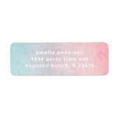  Pastel Waterverf Eenvoudige tekst Aqua Etiket (Voorkant)