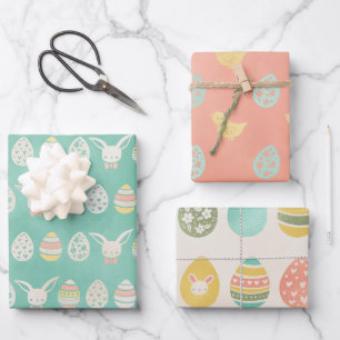 Pastel Waterverf Eggs Bunny Merry Easter Inpakpapier Vel