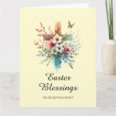 Pastel Waterverf Elegant Cross Christelijk Pasen Kaart (Voorkant)