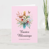 Pastel Waterverf Elegant Cross Christelijk Pasen Kaart (Voorkant)