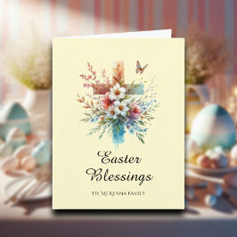 Pastel Waterverf Elegant Cross Christelijk Pasen Kaart