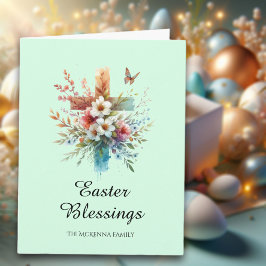 Pastel Waterverf Elegant Cross Christelijk Pasen Kaart