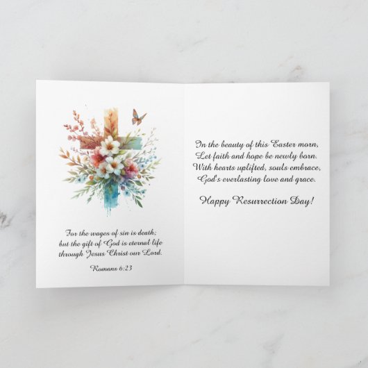 Pastel Waterverf Elegant Cross Christelijk Pasen Kaart (Binnen)