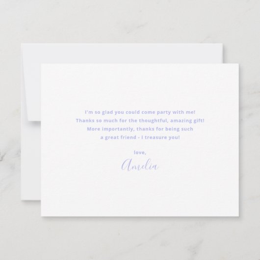 Pastel Waterverf Elegant Verjaardag Paarse Bedankkaart (Achterkant)