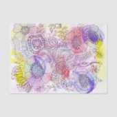 Pastel Waterverf en Ink Bloemen Doodle Line Art Tissuepapier (Voorkant)