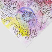 Pastel Waterverf en Ink Bloemen Doodle Line Art Tissuepapier (Detail)