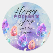 Pastel Waterverf en Ink Boho Leaves Moederdag Ronde Sticker (Voorkant)