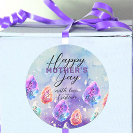 Pastel Waterverf en Ink Boho Leaves Moederdag Ronde Sticker