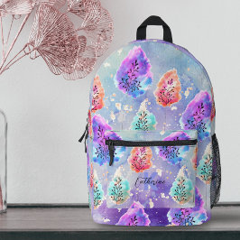 Pastel Waterverf en Ink Serene Magische Bladeren Bedrukte Rugzak