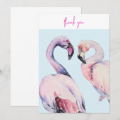 Pastel Waterverf Flamingo Bedankkaart (Voorkant / Achterkant)