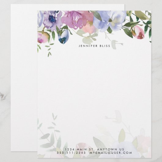 Pastel waterverf floraal gepersonaliseerd (Voorkant / Achterkant)