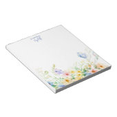 Pastel waterverf floraal gepersonaliseerd notitieblok (Schuin)