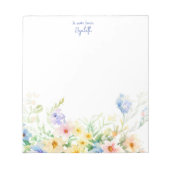 Pastel waterverf floraal gepersonaliseerd notitieblok (Voorkant)