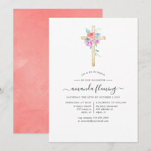 Pastel Waterverf Floral Baby Baptism/Christening Kaart