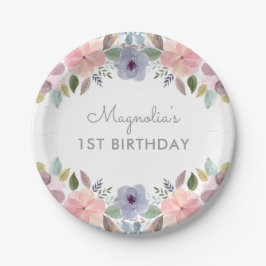  pastel Waterverf Floral Birthday Naam Papieren Bordje