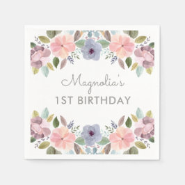  pastel Waterverf Floral Birthday Naam Servet