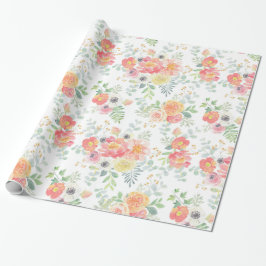  Pastel Waterverf Floral Cadeaupapier