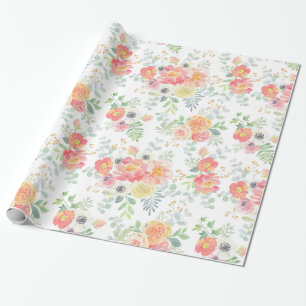  Pastel Waterverf Floral Cadeaupapier