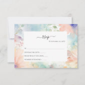 Pastel Waterverf Floral Elegant Bruiloft RSVP Kaar Kaart (Voorkant)