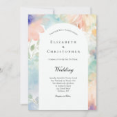 Pastel Waterverf Floral Elegant Modern Wedding Kaart (Voorkant)