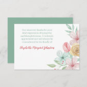 Pastel Waterverf Floral Funeral Bereavement Bedankkaart (Voorkant / Achterkant)