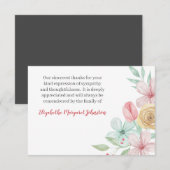 Pastel Waterverf Floral Funeral Bereavement Bedankkaart (Voorkant / Achterkant)