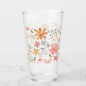 Pastel Waterverf Floral Glass Cup met Monogram Glas (Achterkant)