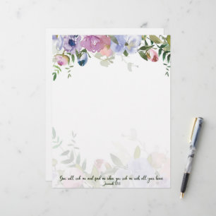Pastel waterverf floral Jeremiah 29:13 scriptie