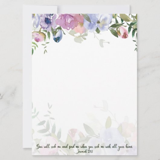 Pastel waterverf floral Jeremiah 29:13 scriptie Kaart (Voorkant)
