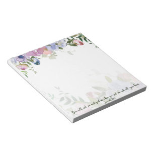 Pastel waterverf floral Jeremiah 29:13 scriptie Notitieblok