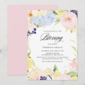 Pastel Waterverf Floral Lijst Blessing Kaart (Voorkant / Achterkant)