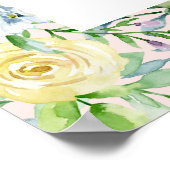Pastel Waterverf Floral met naam Poster (Hoek)