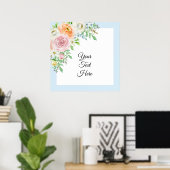 Pastel Waterverf Floral met naam Poster (Thuiskantoor)